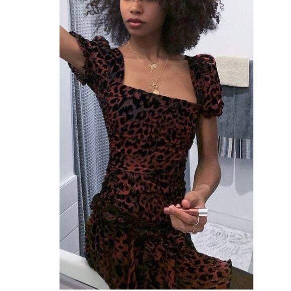 Misha dress size 2 burnout velvet whimsigoth mini puff sleeve dark romantic vamp - Picture 2 of 15